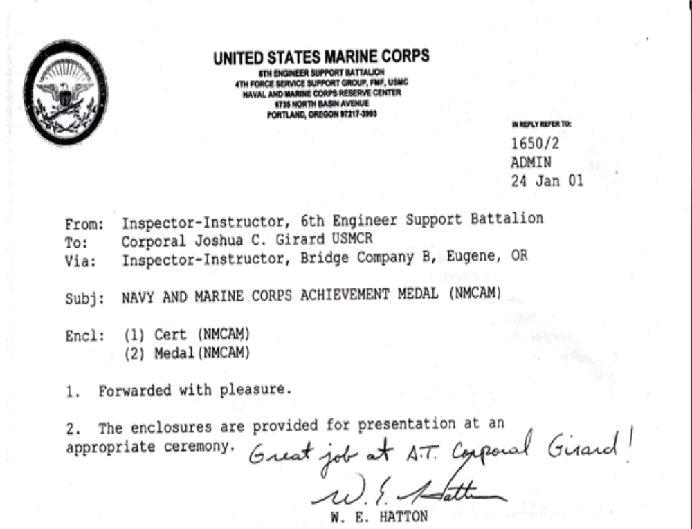 Navy & Marines Achievement Award