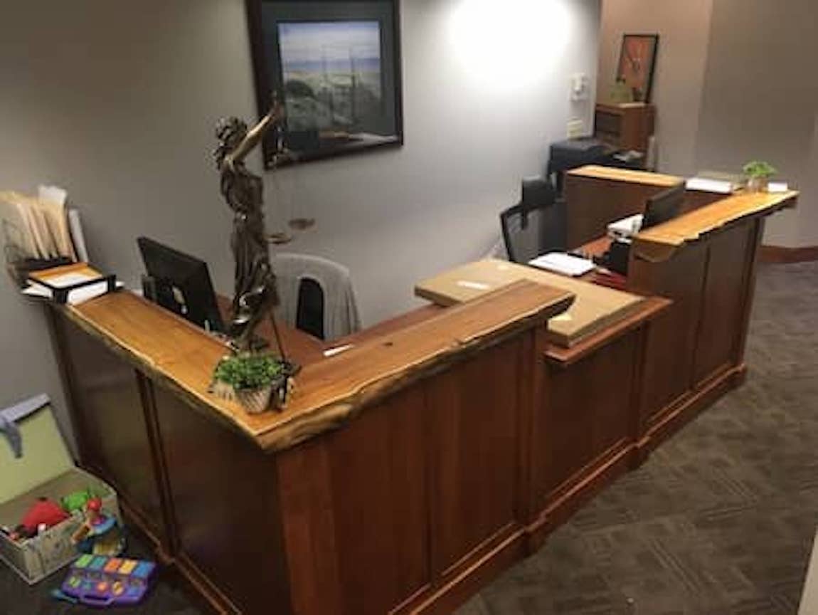 Redwood Desk In Office