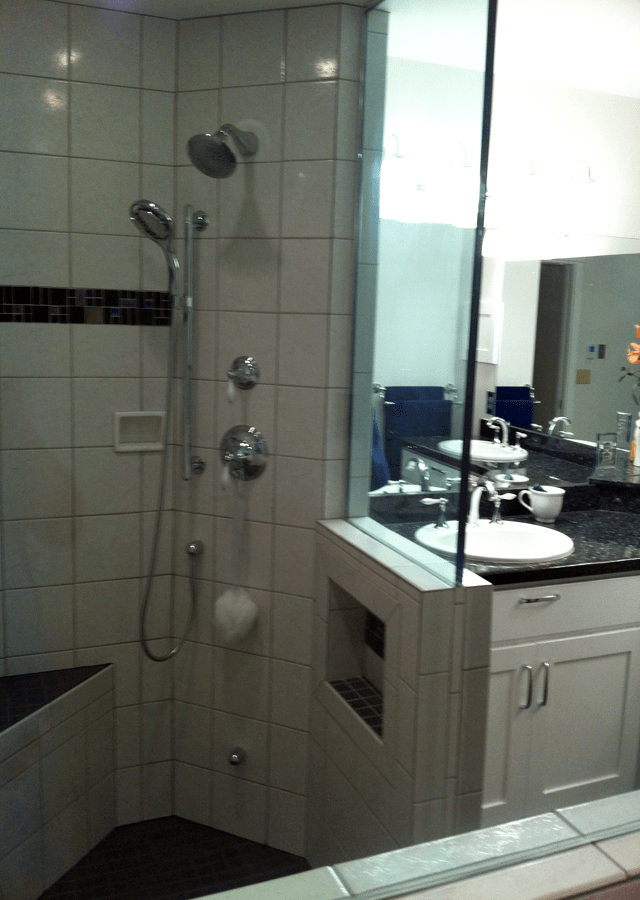 Bathroom Remodel: Two Sinks, Countertop With Glass Shower